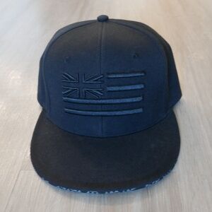 Hae Hawaii Mens Black 3D Puff Flag Flatbill Hat NWOT~